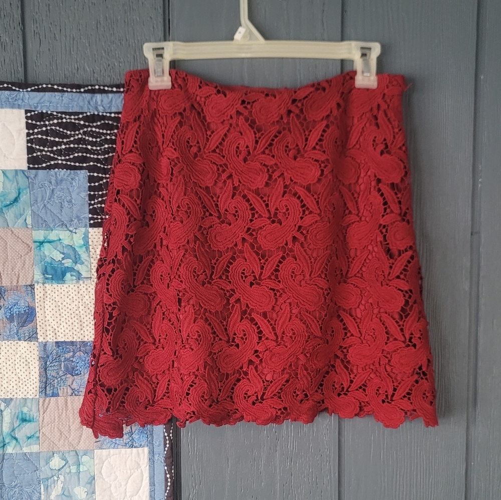Elegant Red Lace Skirt
